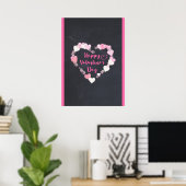 Happy Valentine's Day Glittery Pink Herzen Poster (Heimbüro)