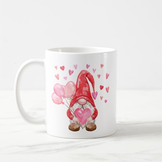 Happy Valentine's Day Gnome mit Herz und Baloon Kaffeetasse (Links)