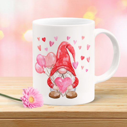 Happy Valentine's Day Gnome mit Herz und Baloon Kaffeetasse