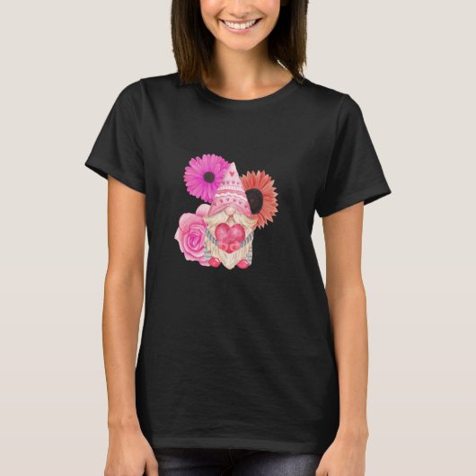 Happy Valentine's Day Gnome Sunflowers T-Shirt (Vorderseite)
