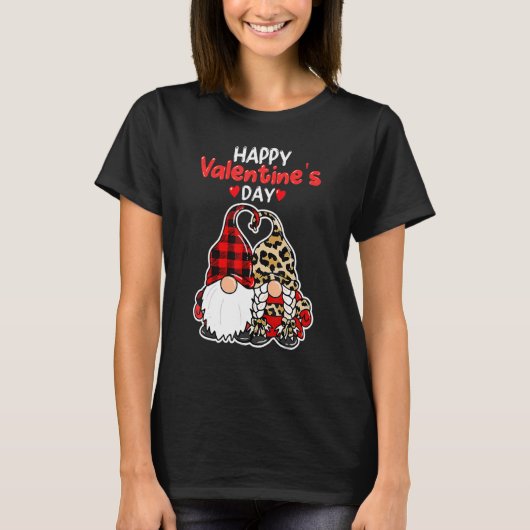 Happy Valentines Day Gnomes Couple Valentines Day T-Shirt (Vorderseite)