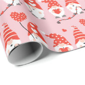 Happy Valentines Day Gnomes Muster Rot Geschenkpapier (Rolleneckpunkt)