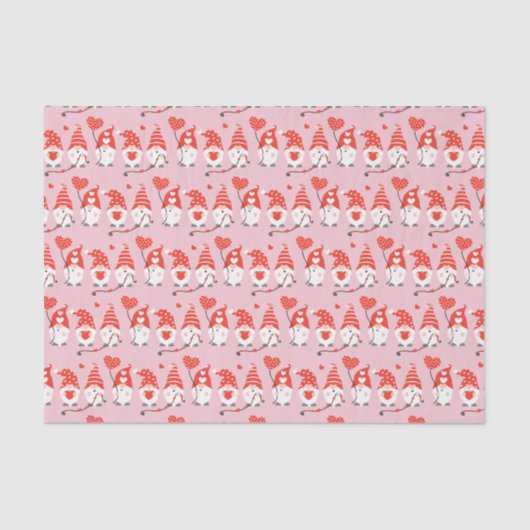 Happy Valentines Day Gnomes Muster Rot Seidenpapier (Vorderseite)