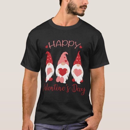 Happy Valentine's Day Gnomes Red Kariert Hearts Li T-Shirt (Vorderseite)