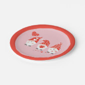 Happy Valentines Day Gnomes Red Pappteller (Schrägansicht)