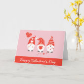 Happy Valentines Day Gnomes Red Pink Karte (Gelbe Blume)