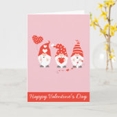 Happy Valentines Day Gnomes Red Pink Karte (Gelbe Blume)