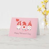 Happy Valentines Day Gnomes Red Pink Karte (Gelbe Blume)