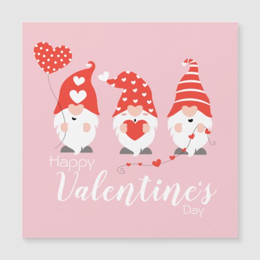 Happy Valentines Day Gnomes Red Pink Magnet (Vorderseite)