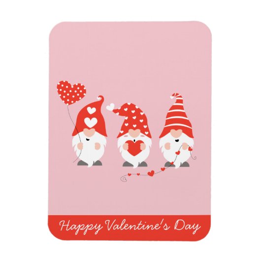 Happy Valentines Day Gnomes Red Pink Magnet (Vertikal)