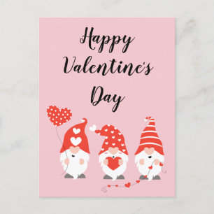 Happy Valentines Day Gnomes Red Pink Postkarte
