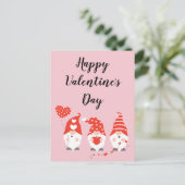 Happy Valentines Day Gnomes Red Pink Postkarte (Stehend Vorderseite)