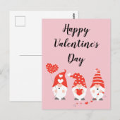 Happy Valentines Day Gnomes Red Pink Postkarte (Vorne/Hinten)