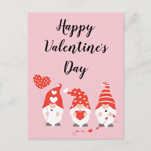 Happy Valentines Day Gnomes Red Pink Postkarte (Vorderseite)