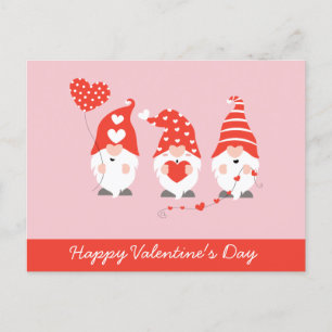 Happy Valentines Day Gnomes Red Pink Postkarte