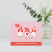 Happy Valentines Day Gnomes Red Pink Postkarte (Stehend Vorderseite)