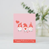 Happy Valentines Day Gnomes Red Pink Postkarte (Stehend Vorderseite)