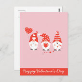 Happy Valentines Day Gnomes Red Pink Postkarte (Vorne/Hinten)