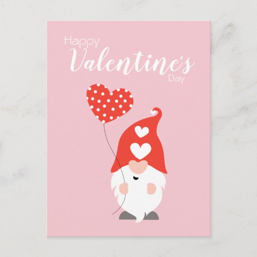 Happy Valentines Day Gnomes Red Pink Postkarte (Vorderseite)