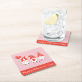 Happy Valentines Day Gnomes Red Pink Rechteckiger Pappuntersetzer (Vor Ort)
