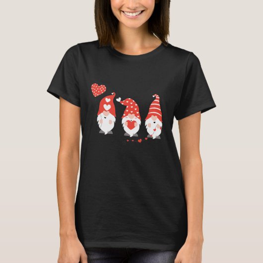 Happy Valentines Day Gnomes Red Pink T-Shirt (Vorderseite)