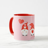 Happy Valentines Day Gnomes Red Pink Tasse (Vorderseite Links)