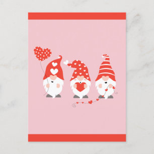 Happy Valentines Day Gnomes Red Postkarte