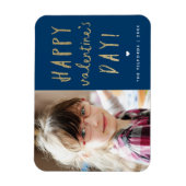 Happy Valentine's Day Gold Glitzer Foto Magnet (Vertikal)