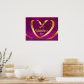 Happy Valentine's Day Gold Heart Ribbon Lila Poster (Küche)