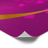 Happy Valentine's Day Gold Heart Ribbon Lila Poster (Ecke)