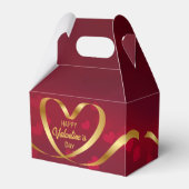 Happy Valentine's Day Gold Heart Ribbon Red Geschenkschachtel (Rückseite)