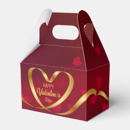 Happy Valentine's Day Gold Heart Ribbon Red Geschenkschachtel
