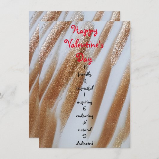 Happy Valentine's Day Gold Stripe Flachkarte (Vorne/Hinten)