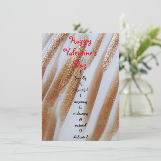 Happy Valentine's Day Gold Stripe Flachkarte (Stehend Vorderseite)
