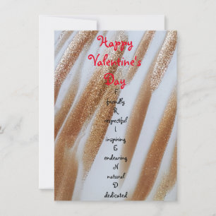Happy Valentine's Day Gold Stripe Flachkarte