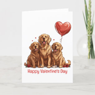 Happy Valentines Day Golden Retriever Dog Feiertagskarte