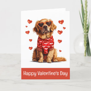 Happy Valentines Day Golden Retriever Dog Feiertagskarte