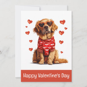 Happy Valentines Day Golden Retriever Dog Feiertagskarte