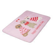 Happy Valentines Day Golden Retriever Hunde Badematte (Schrägansicht)