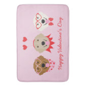 Happy Valentines Day Golden Retriever Hunde Badematte (Vorderseite Vertikal)