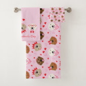 Happy Valentines Day Golden Retriever Hunde Badhandtuch Set (Insitu)