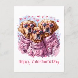 Happy Valentines Day Golden Retriever Hunde Feiertagspostkarte