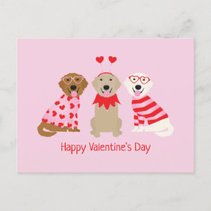 Happy Valentines Day Golden Retriever Hunde Feiertagspostkarte