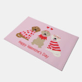 Happy Valentines Day Golden Retriever Hunde Fußmatte (Schrägansicht)