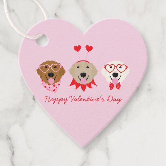Happy Valentines Day Golden Retriever Hunde Geschenkanhänger (Vorderseite)