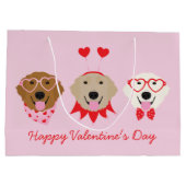 Happy Valentines Day Golden Retriever Hunde Große Geschenktüte (Rückseite)