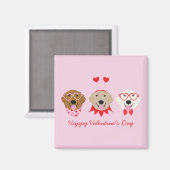 Happy Valentines Day Golden Retriever Hunde Magnet (Vorderseite/Rückseite)