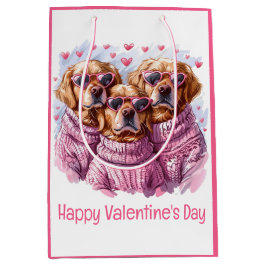 Happy Valentines Day Golden Retriever Hunde Mittlere Geschenktüte