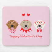 Happy Valentines Day Golden Retriever Hunde Mousepad (Vorne)