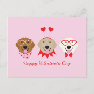 Happy Valentines Day Golden Retriever Hunde Postkarte